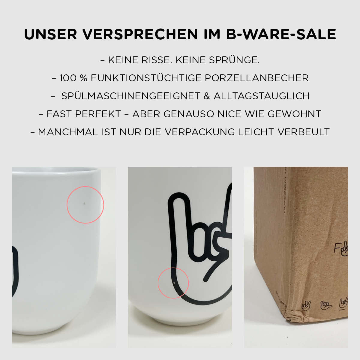 2+1 Porzellanbecher - Mix and Match - B - Ware - fyngers