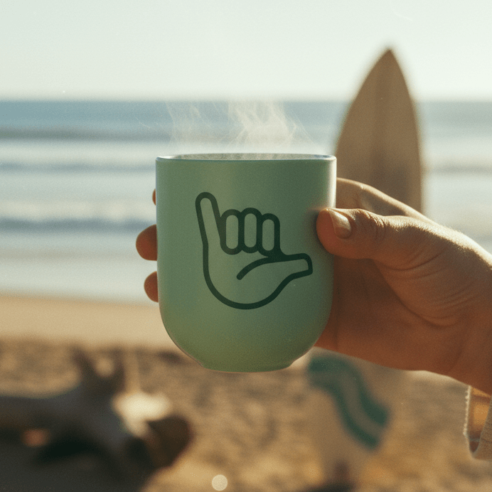 Hang Loose – Porzellanbecher – türkis matt - fyngers