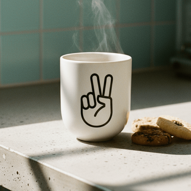 Peace – Porzellanbecher – weiß matt - fyngers