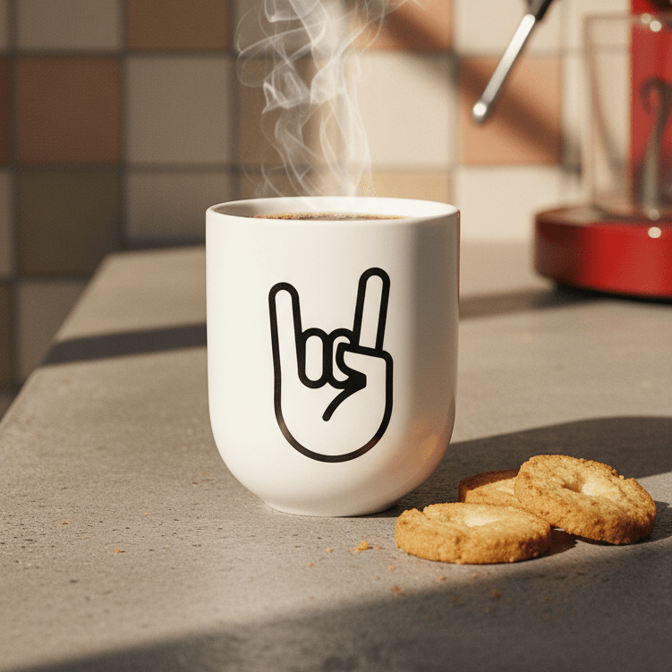 Rock ’n’ Roll – Porzellanbecher – weiß matt - fyngers