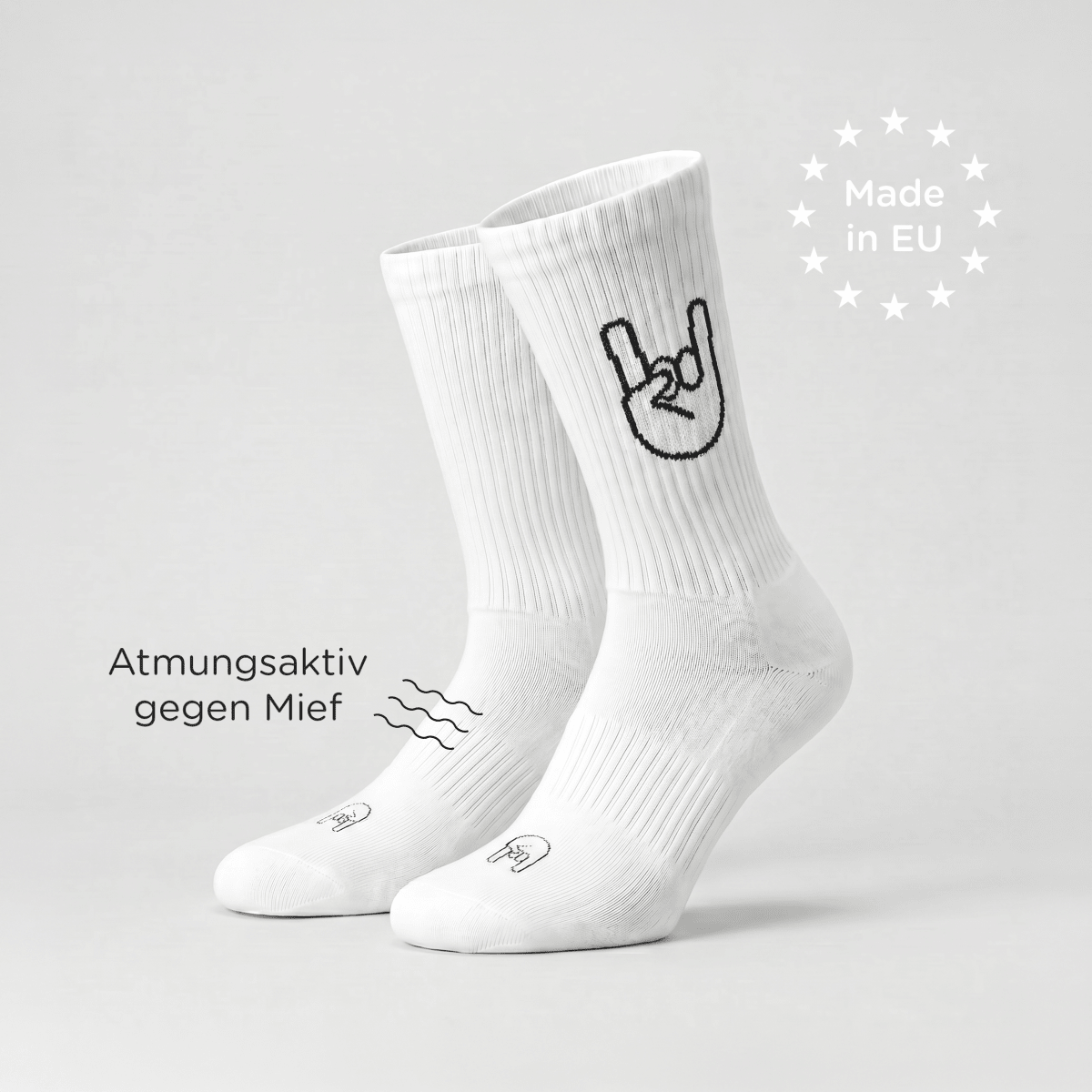 Rock ’n’ Roll - Sportsocken weiß - fyngers