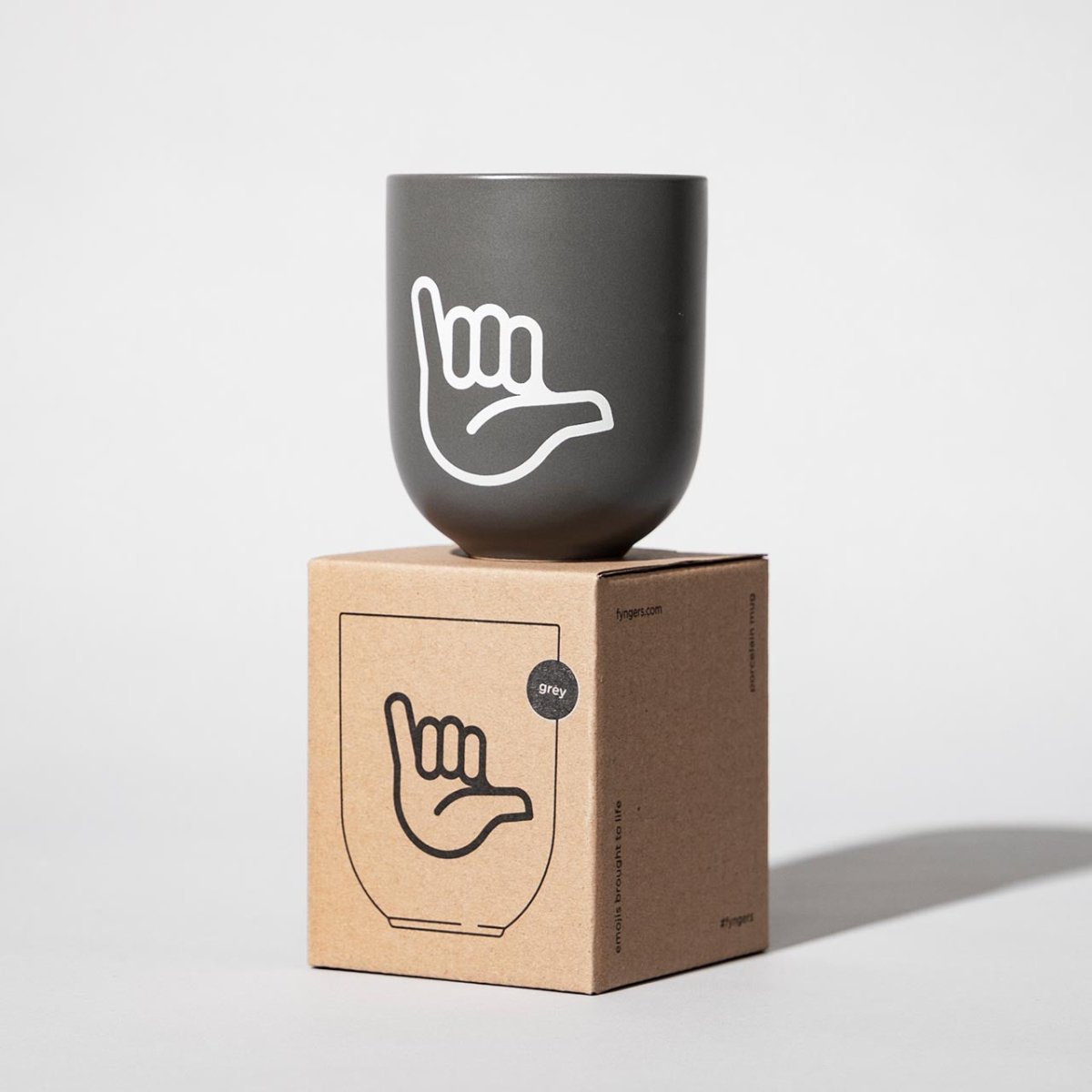 Hang Loose – Porzellanbecher – grau matt - fyngers