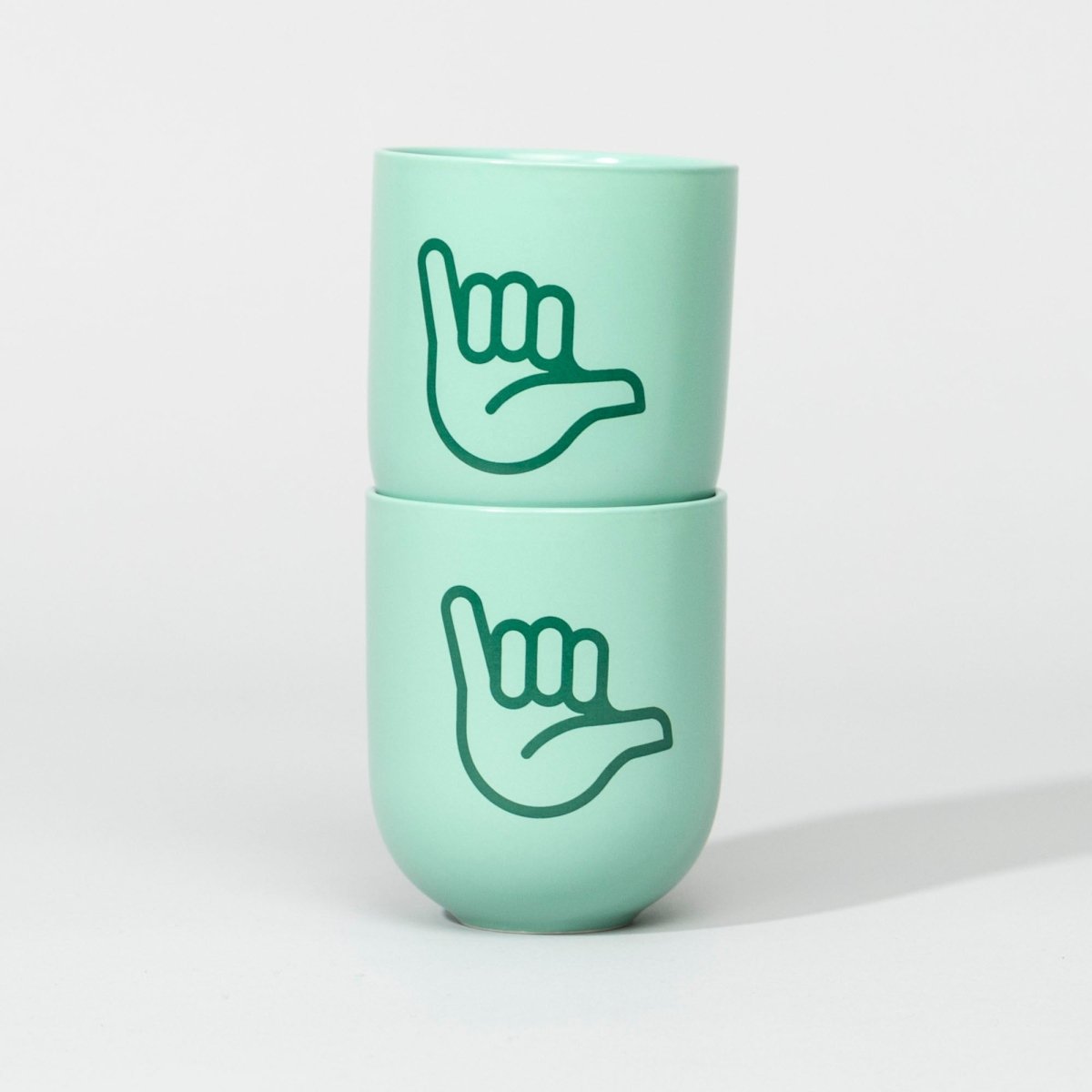 Hang Loose – Porzellanbecher – türkis matt - fyngers