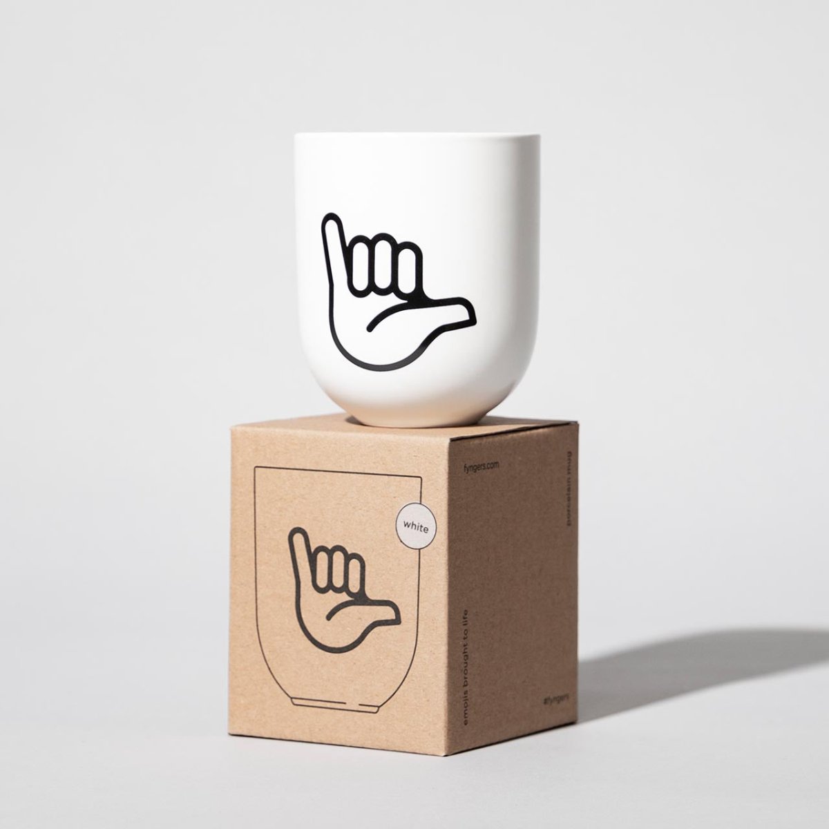 Hang Loose – Porzellanbecher – weiß matt - fyngers