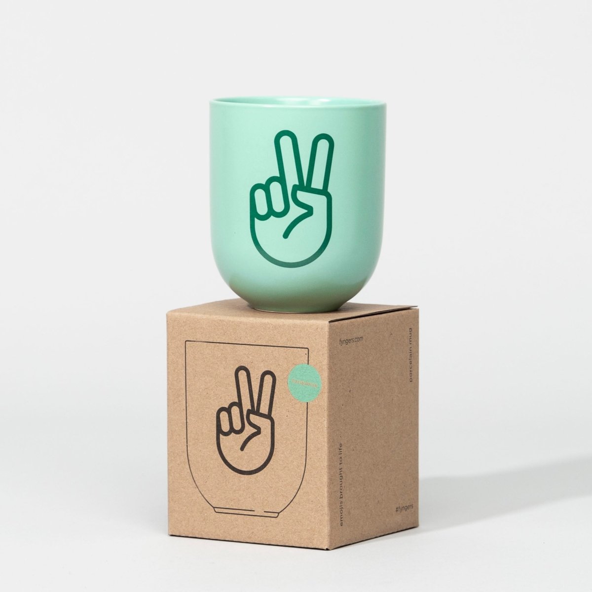 Peace – Porzellanbecher – türkis matt - fyngers